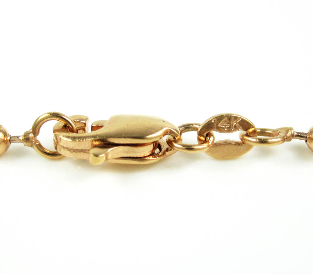 14k rose gold diamond cut ball link chain 16-20 inch 2.5mm