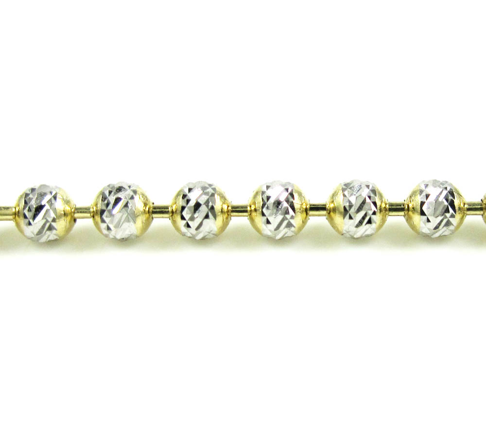 14k two tone gold diamond cut ball link chain 18-20 inch 2.5mm