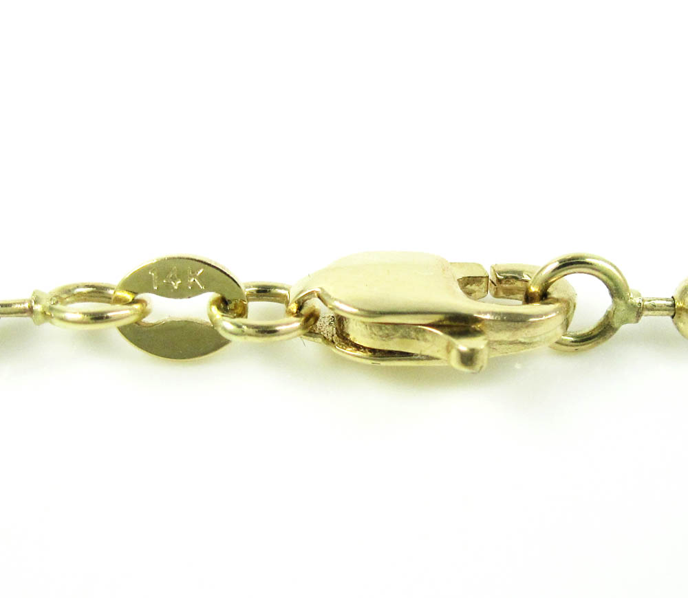14k two tone gold diamond cut ball link chain 18-20 inch 2.5mm