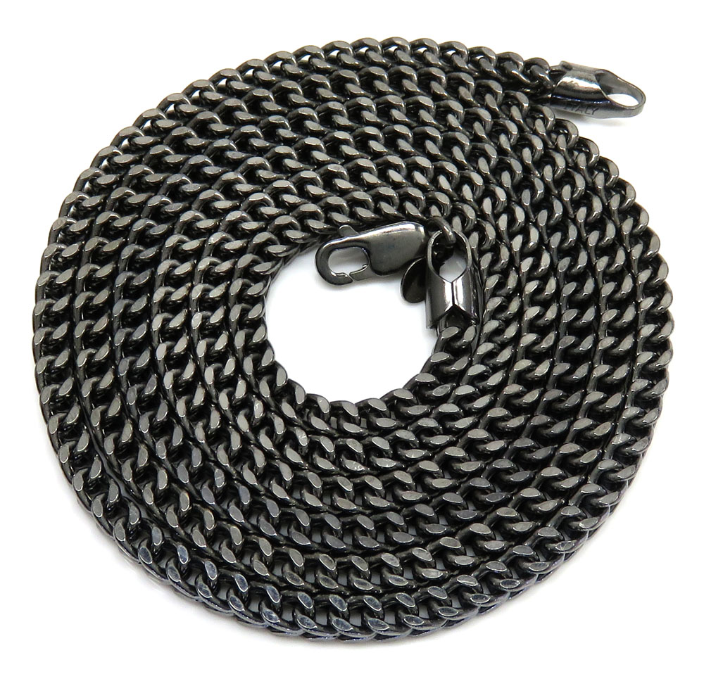 10k black gold franco link chain 24-30 inch 3.50mm