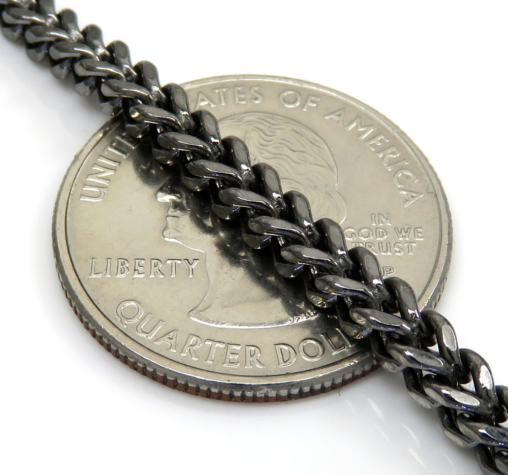 10k black gold franco link chain 24-30 inch 3.50mm
