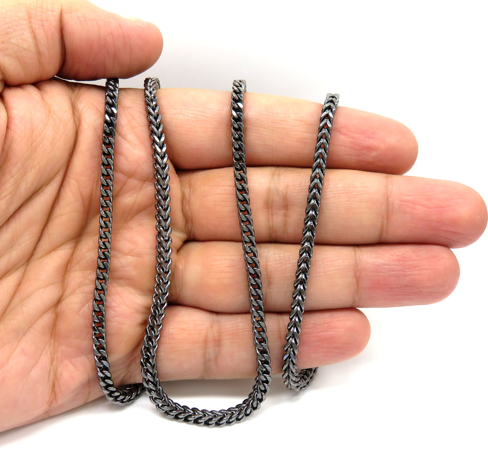 10k black gold franco link chain 24-30 inch 3.50mm