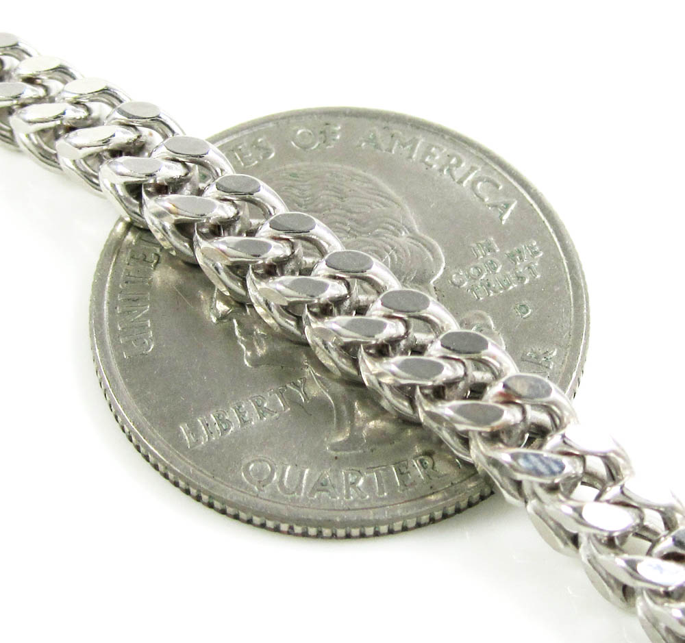 10k white gold smooth cut franco link chain 26-36 inch 4.25mm