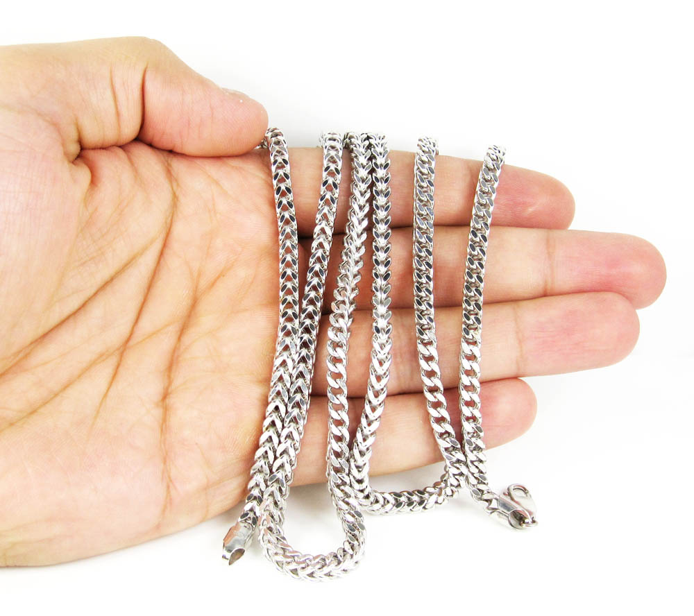 10k white gold smooth cut franco link chain 26-36 inch 4.25mm
