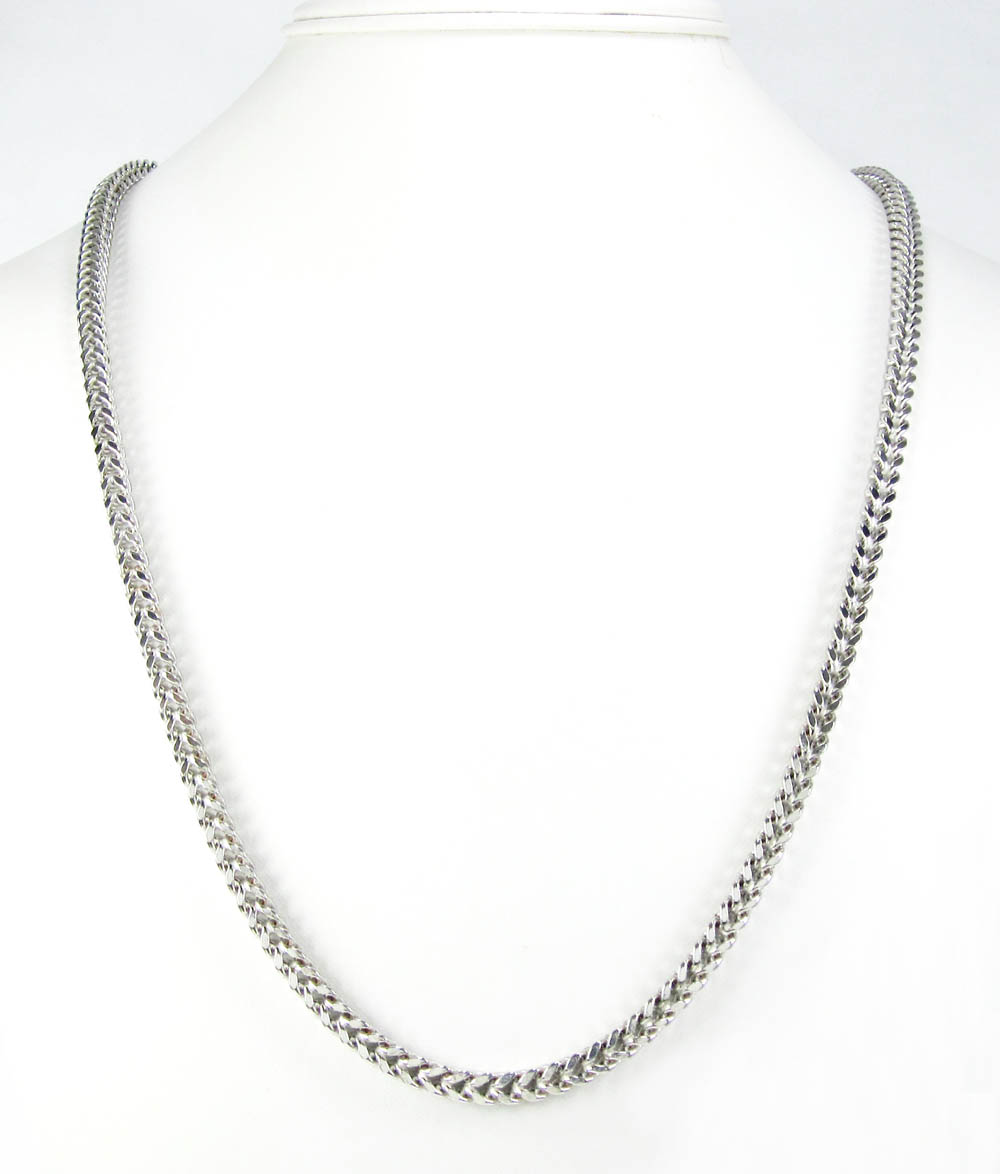 10k white gold smooth cut franco link chain 26-36 inch 4.25mm