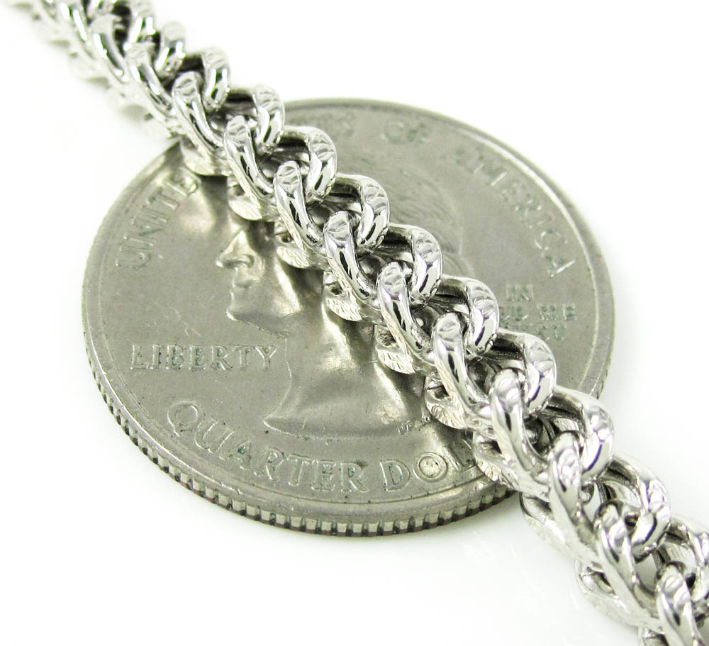 10k white gold diamond cut franco link chain 24-30 inch 4.35mm