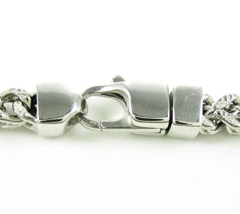 10k white gold diamond cut franco link chain 24-30 inch 4.35mm