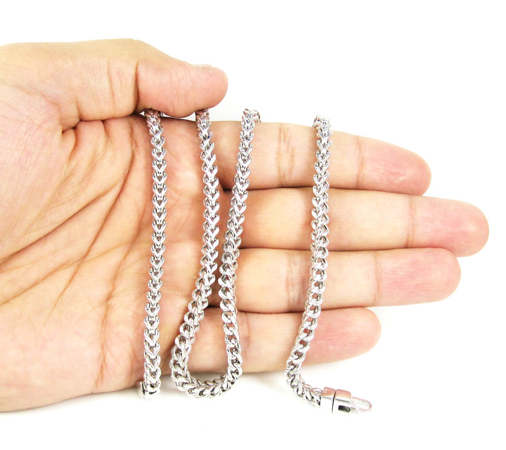 10k white gold diamond cut franco link chain 24-30 inch 4.35mm
