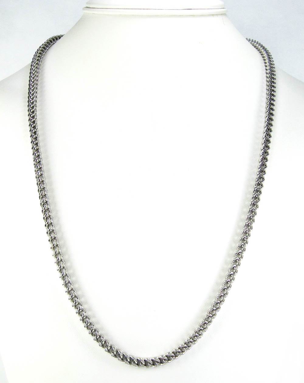 10k white gold diamond cut franco link chain 24-30 inch 4.35mm