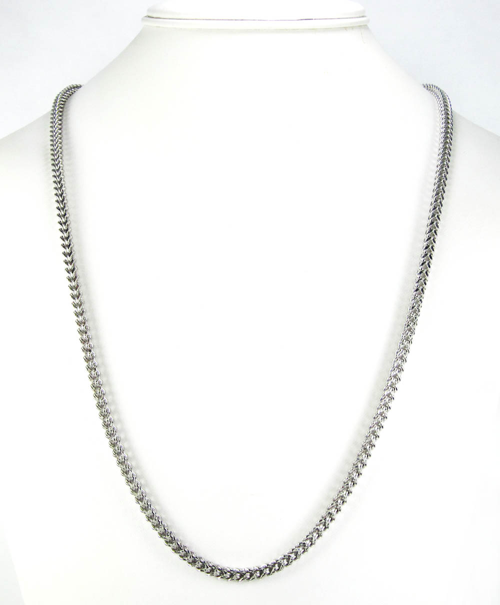 10k white gold diamond cut franco link chain 26-30 inch 3.7mm