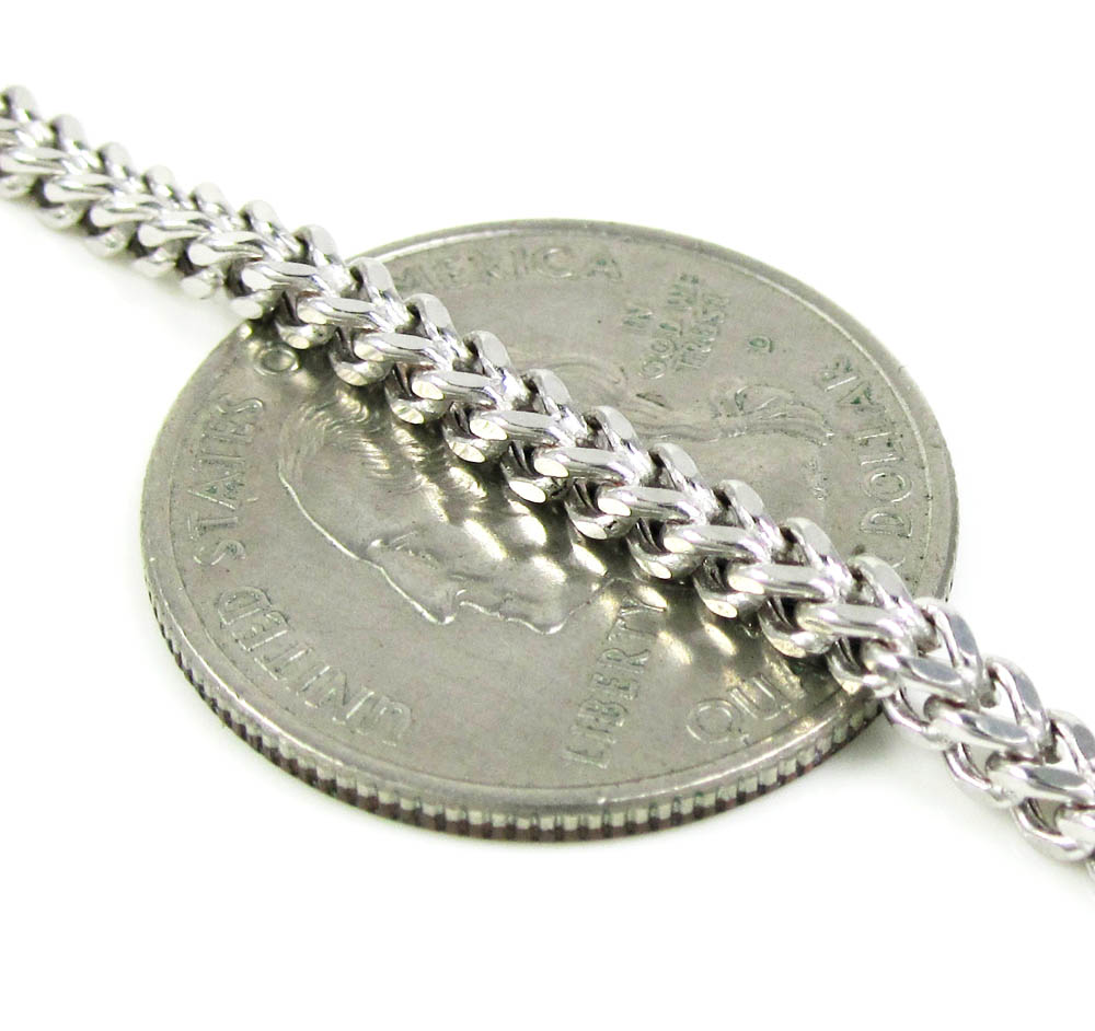 10k white gold smooth cut franco link chain 20-30 inch 3mm
