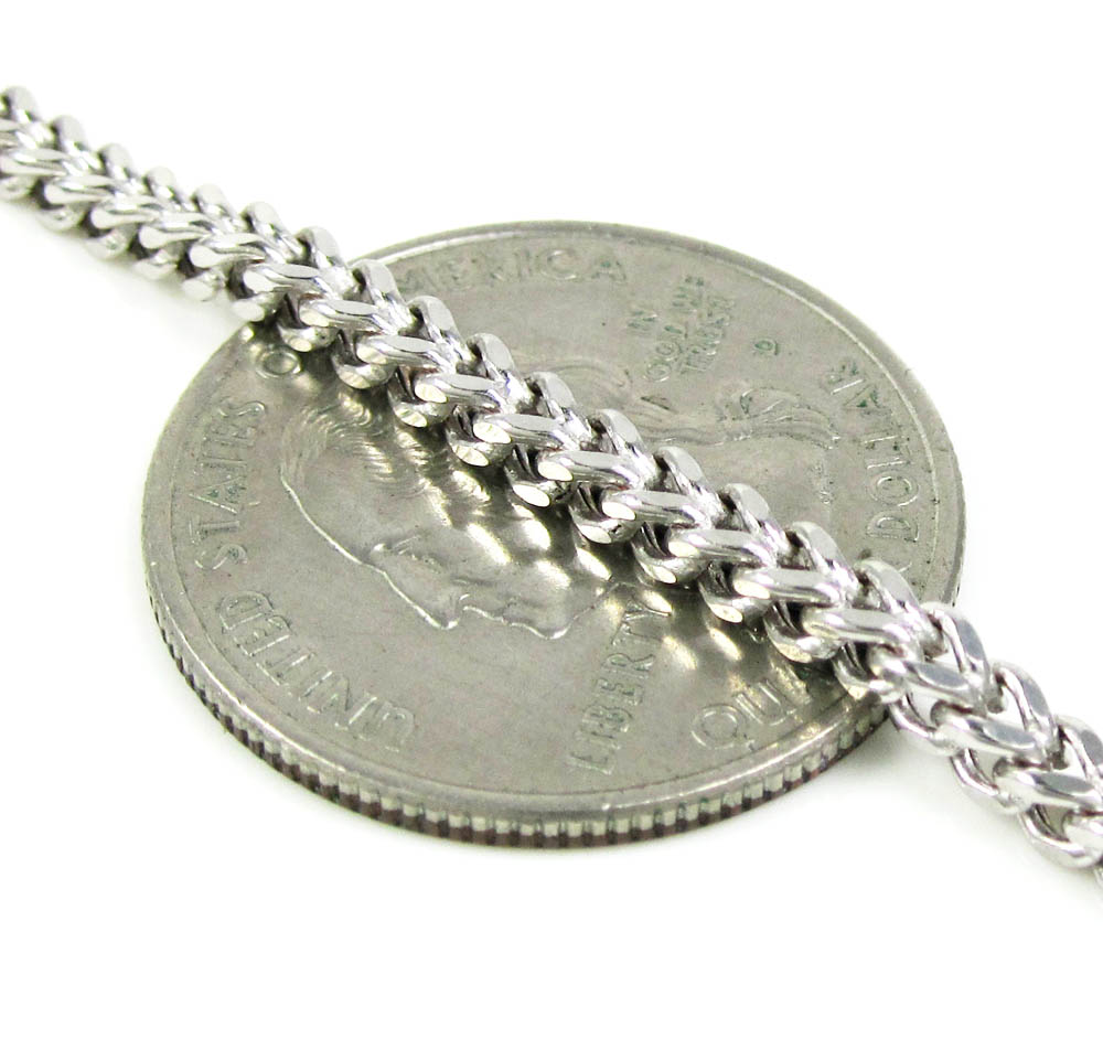 10k white gold smooth cut franco link chain 26-30 inch 3mm