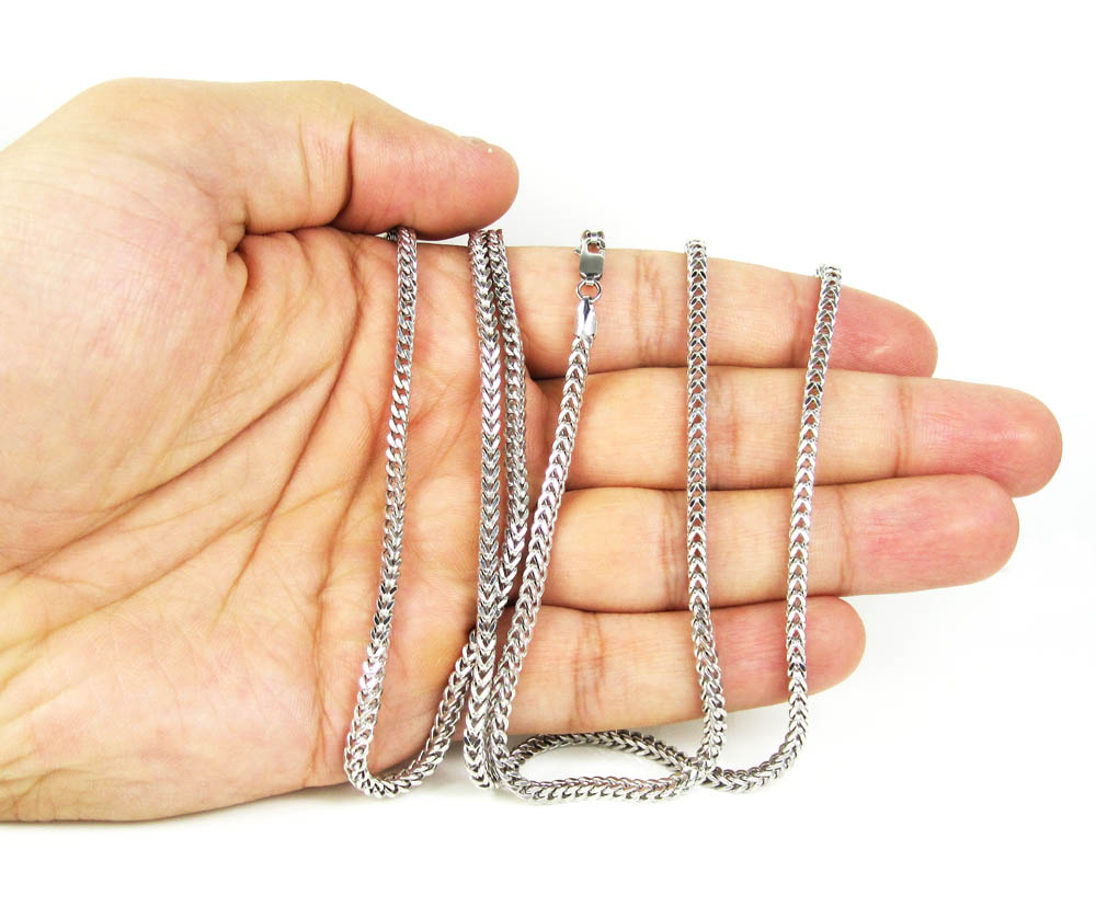 10k white gold smooth cut franco link chain 20-30 inch 3mm