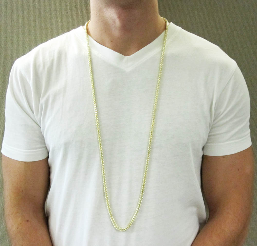 10k yellow gold smooth cut franco link chain 18-26