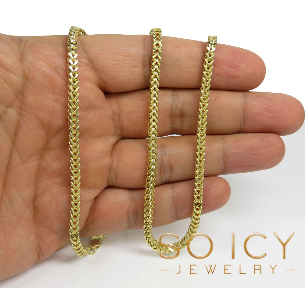 10k yellow gold smooth cut franco link chain 20-26 inch 3.50mm