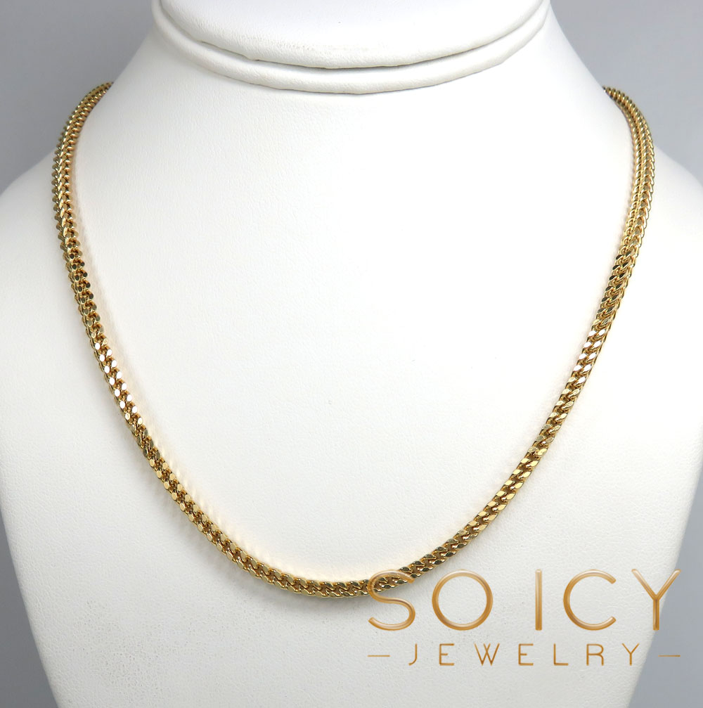 10k yellow gold smooth cut franco link chain 20-26 inch 3.50mm