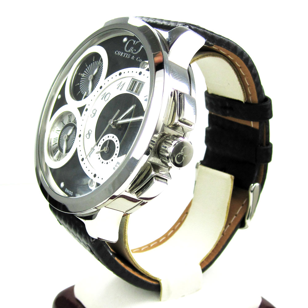 Curtis & co white stainless steel mens watch 4 time zone 