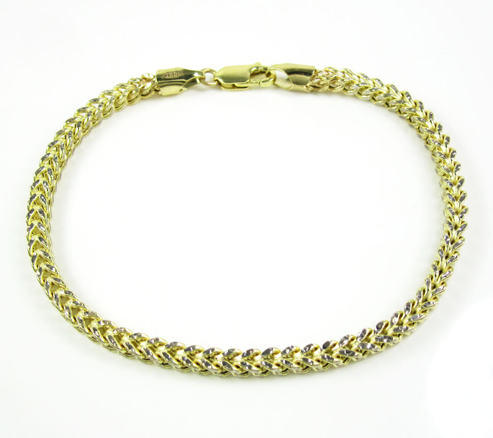 10k yellow gold diamond cut franco bracelet 8 inch 3.4mm - Image 2