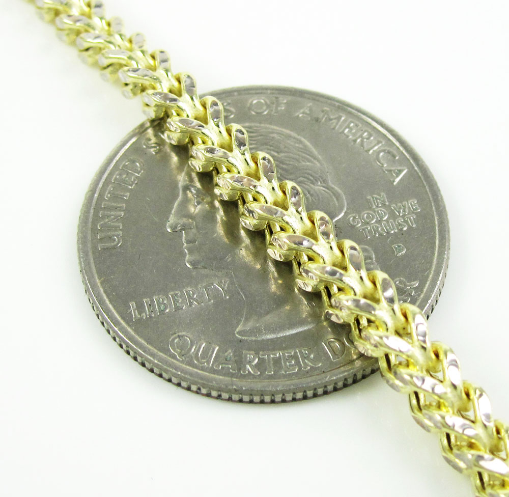 10k yellow gold diamond cut franco bracelet 8 inch 3.4mm 