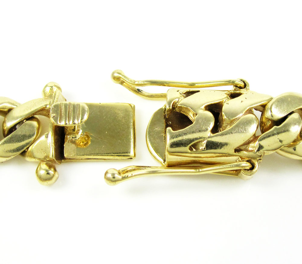 10k yellow gold smooth cut miami link bracelet 8.50