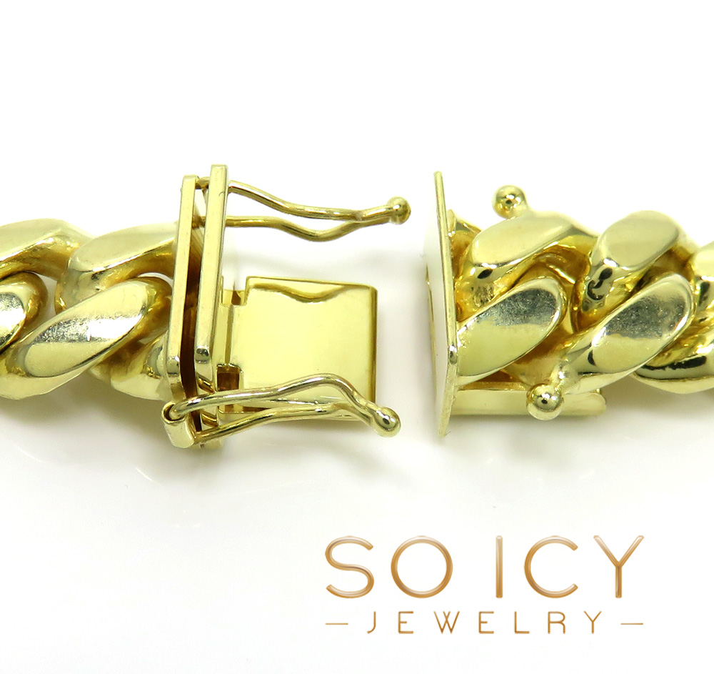 10k yellow gold smooth cut miami link bracelet 8.50