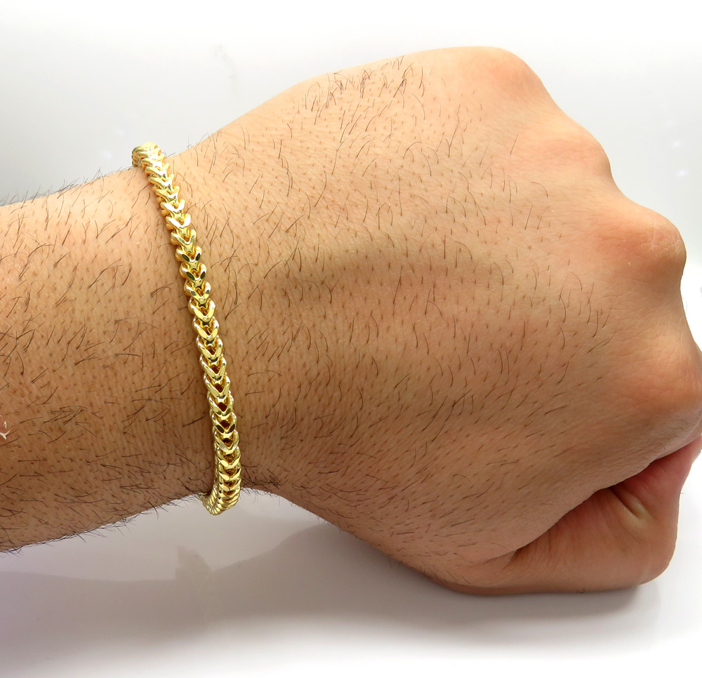 Buy 10k Yellow Gold Smooth Cut Franco Bracelet 8.50 Inch 4.5mm Online ...
