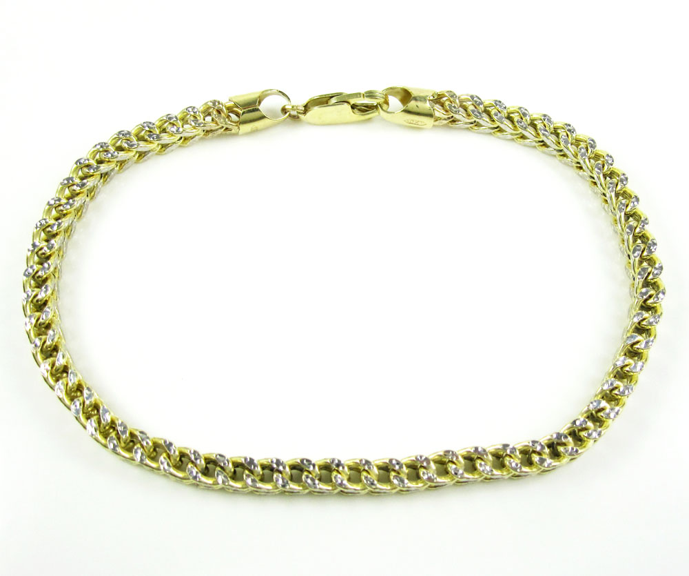 Buy 10k Yellow Gold Diamond Cut Franco Bracelet 9 Inch 4.1mm Online at ...