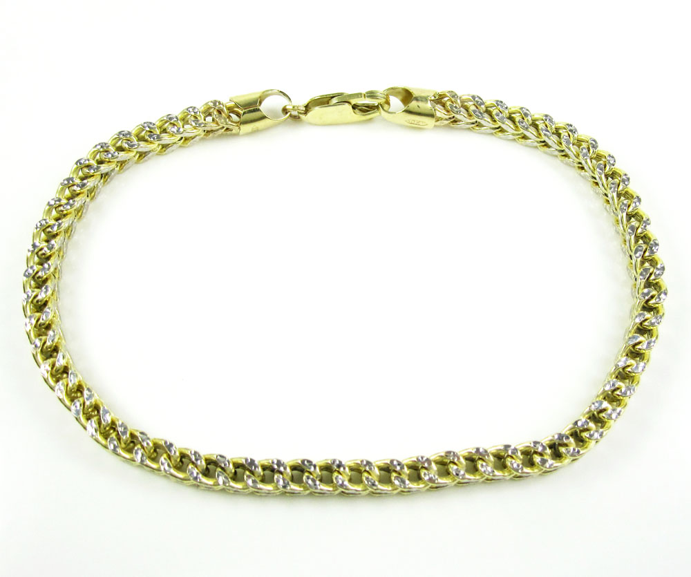 10k yellow gold diamond cut franco bracelet 9 inch 4.1mm 