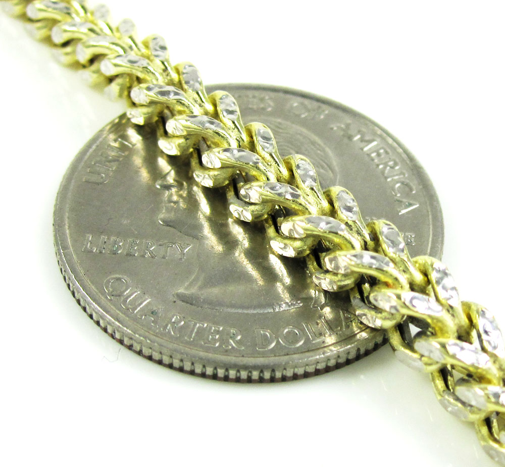 10k yellow gold diamond cut franco bracelet 9 inch 4.1mm - Image 3