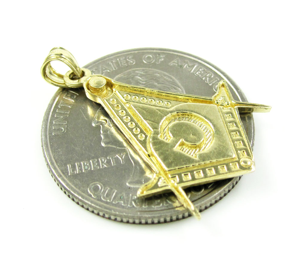 10k solid two tone gold free mason g pendant - Image 2