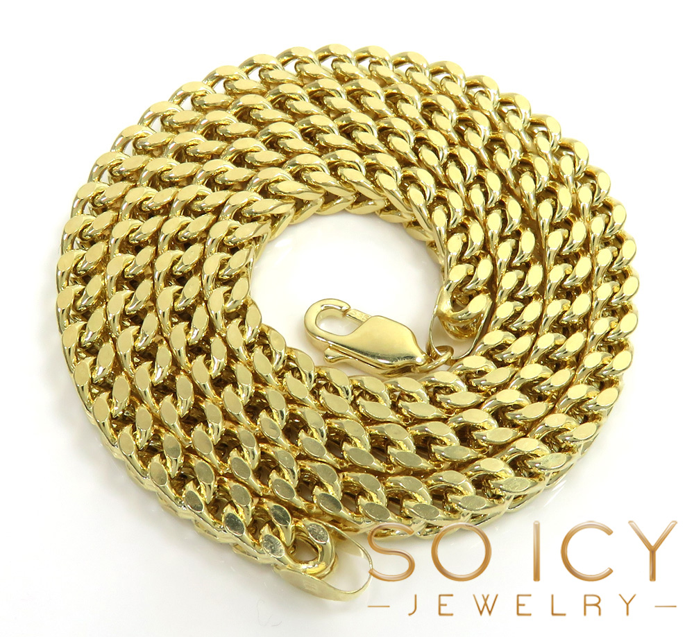 14k yellow gold smooth cut franco link chain 20-26 inch 5.50mm
