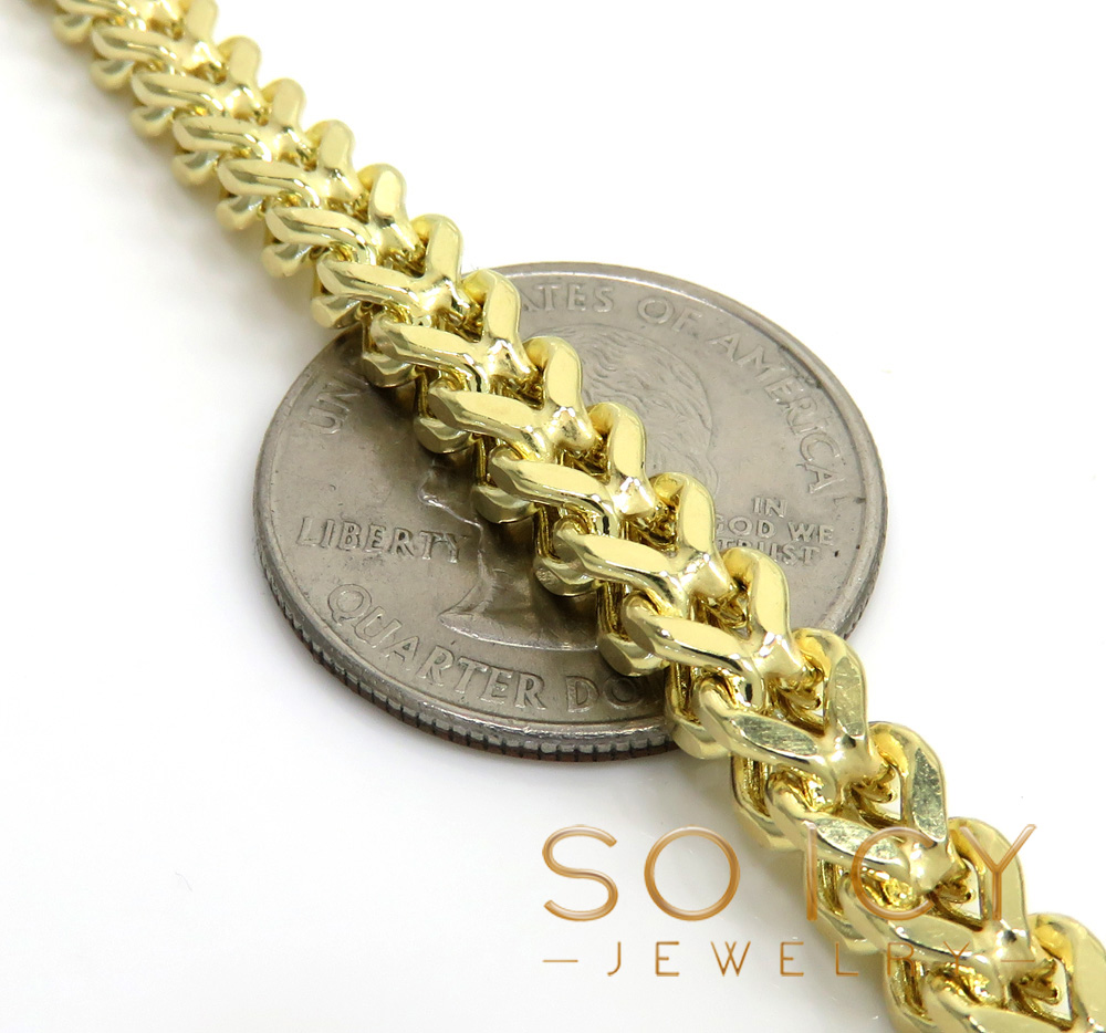 14k yellow gold smooth cut franco link chain 20-26 inch 5.50mm