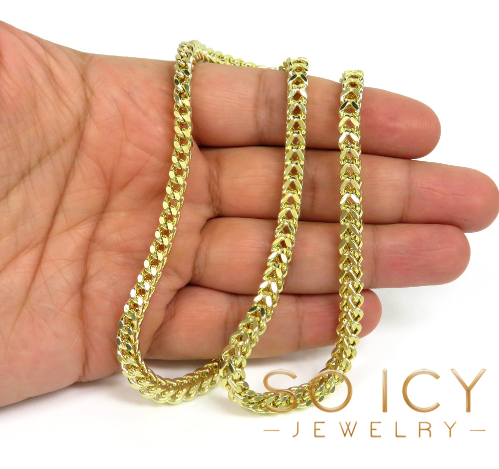 14k yellow gold smooth cut franco link chain 20-26 inch 4.50mm