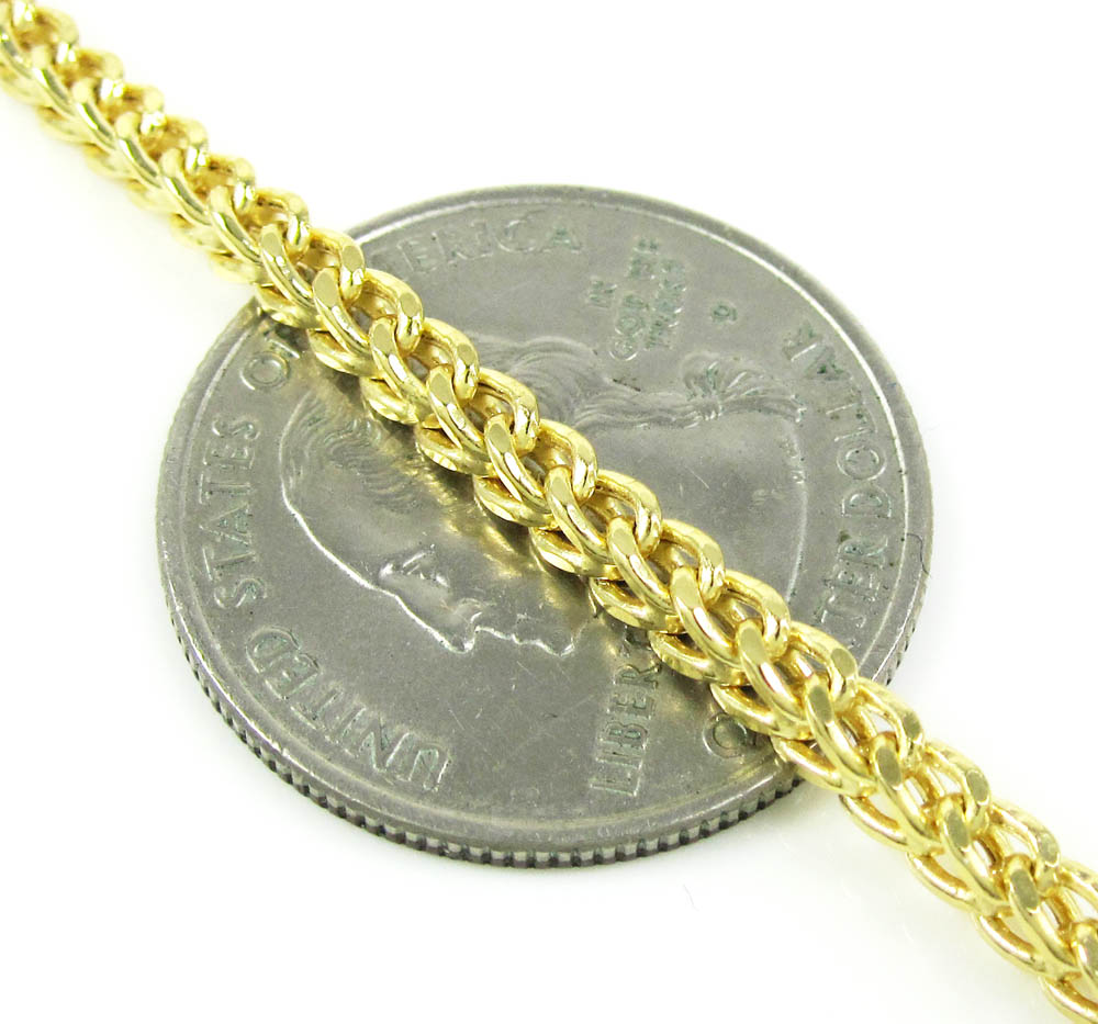 14k yellow gold smooth cut franco link chain 22-34 inch 3mm - Image 2