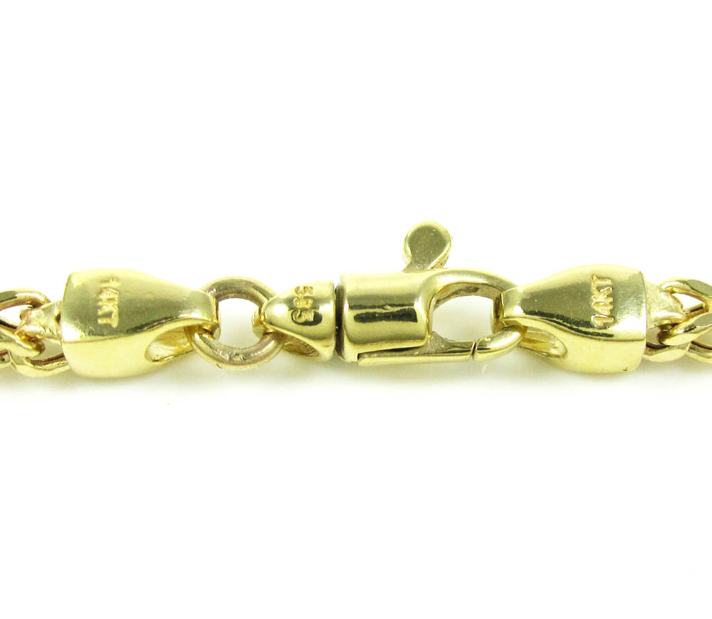 14k yellow gold smooth cut franco link chain 22-34 inch 3mm