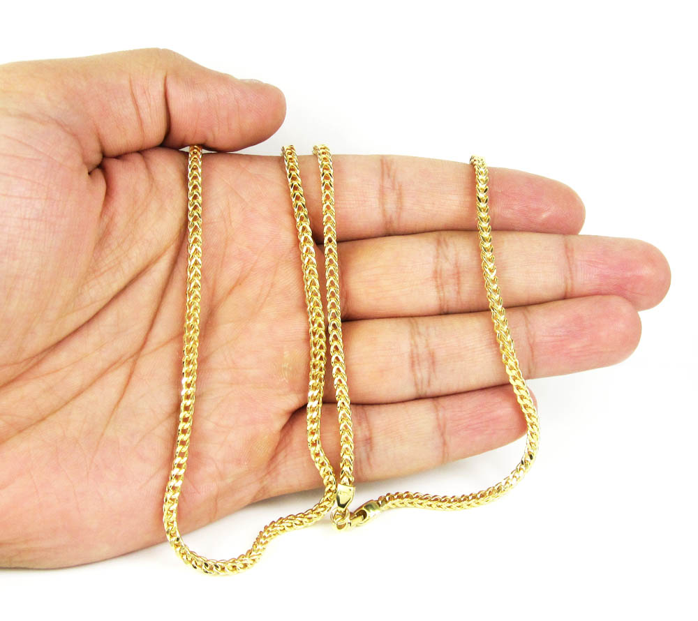14k yellow gold smooth cut franco link chain 22-34 inch 3mm - Image 4