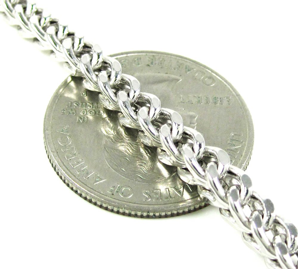 14k white gold smooth cut franco link chain 18-26 inch 4.25mm - Image 2