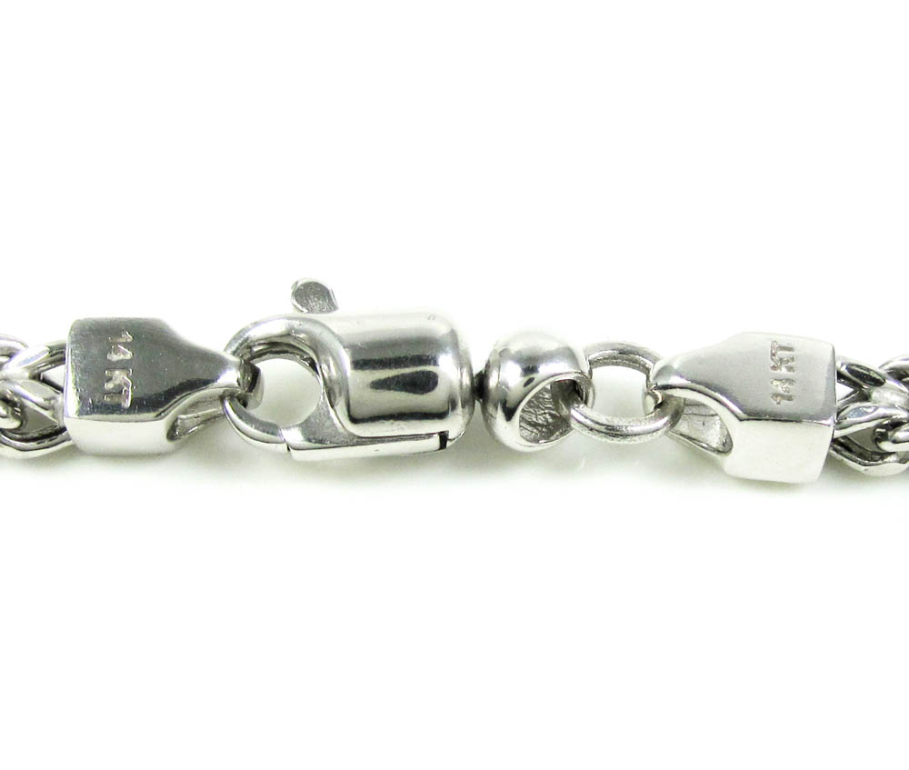 14k white gold smooth cut franco link chain 22-36 inch 4.25mm