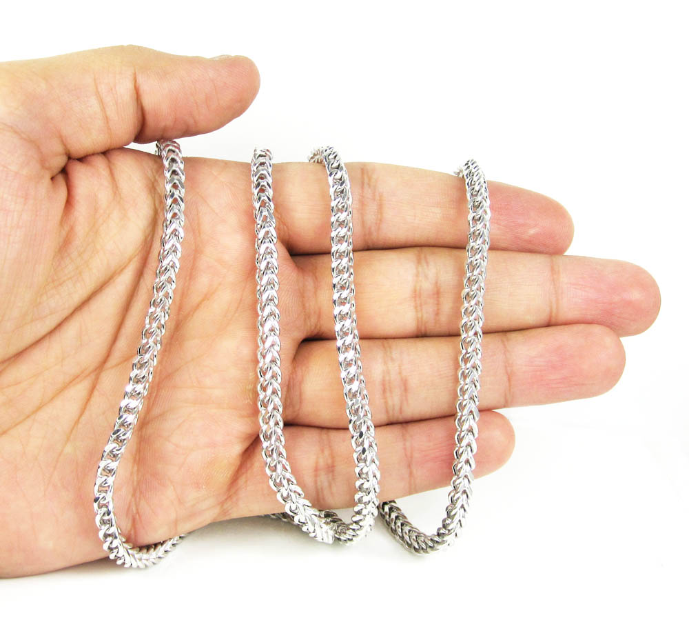 14k white gold smooth cut franco link chain 18-26 inch 4.25mm - Image 4