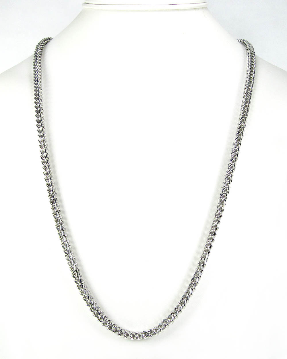 14k white gold smooth cut franco link chain 22-36 inch 4.25mm