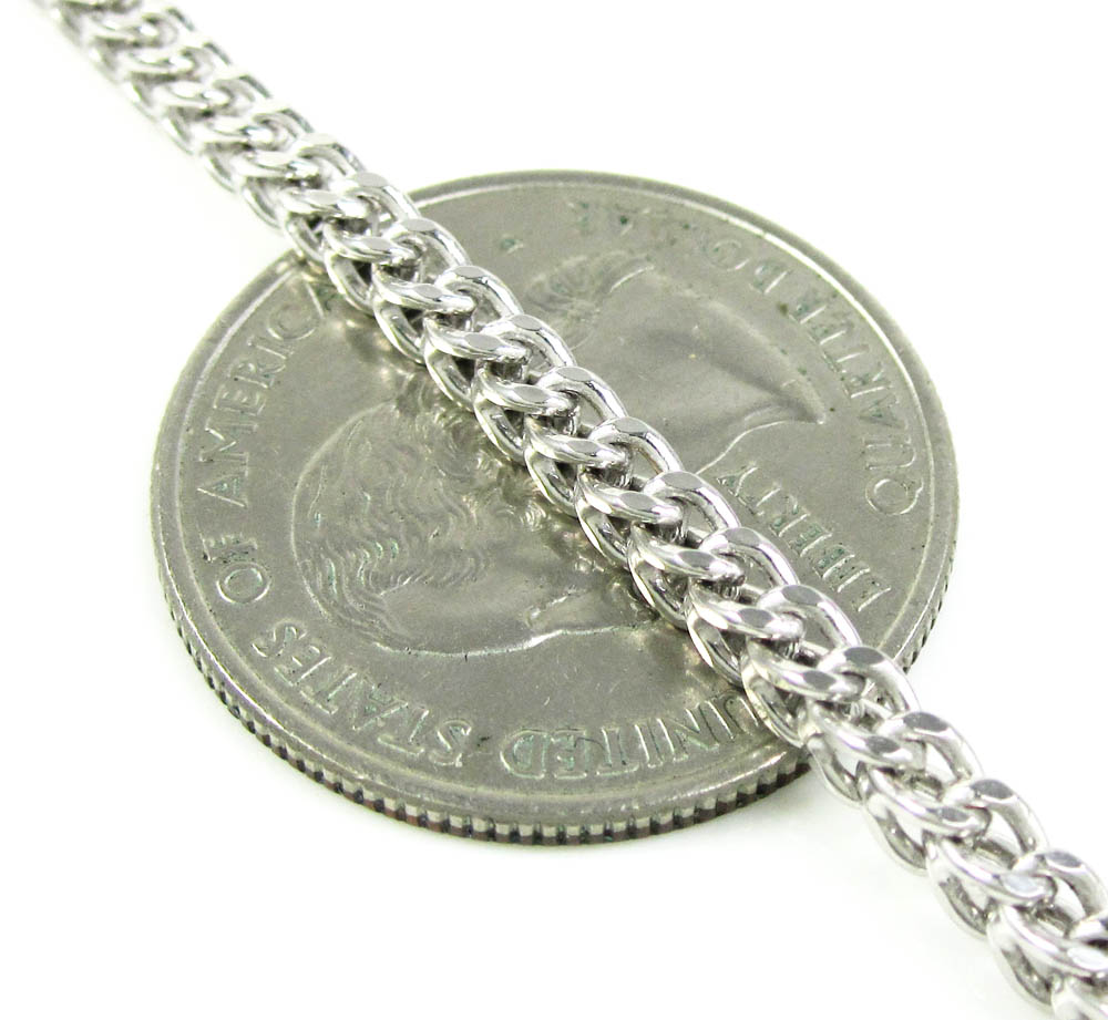 14k white gold smooth cut franco link chain 22-34 inch 3mm