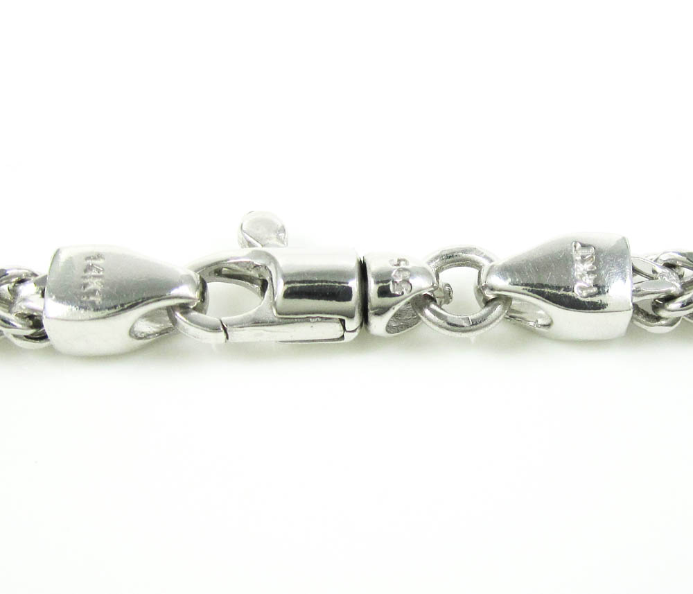 14k white gold smooth cut franco link chain 22-34 inch 3mm