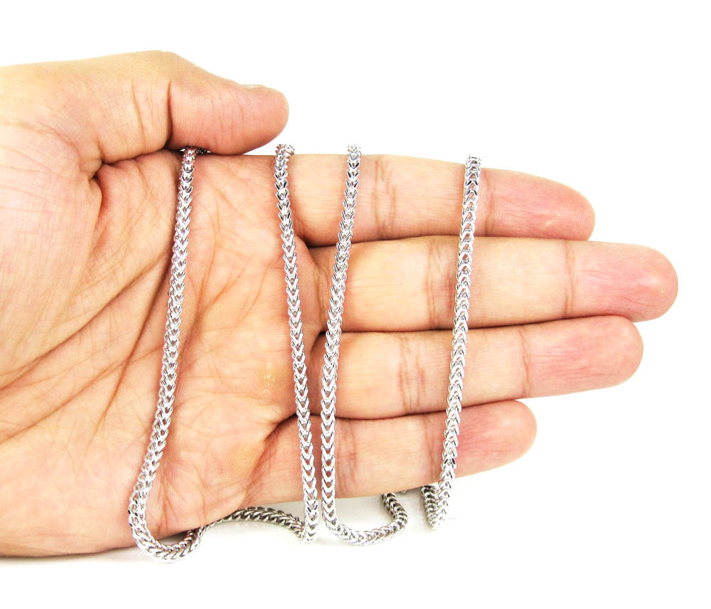 14k white gold smooth cut franco link chain 22-34 inch 3mm