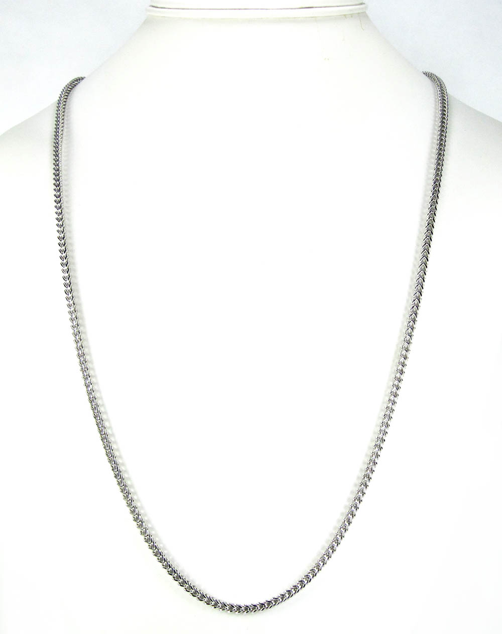 14k white gold smooth cut franco link chain 22-34 inch 3mm