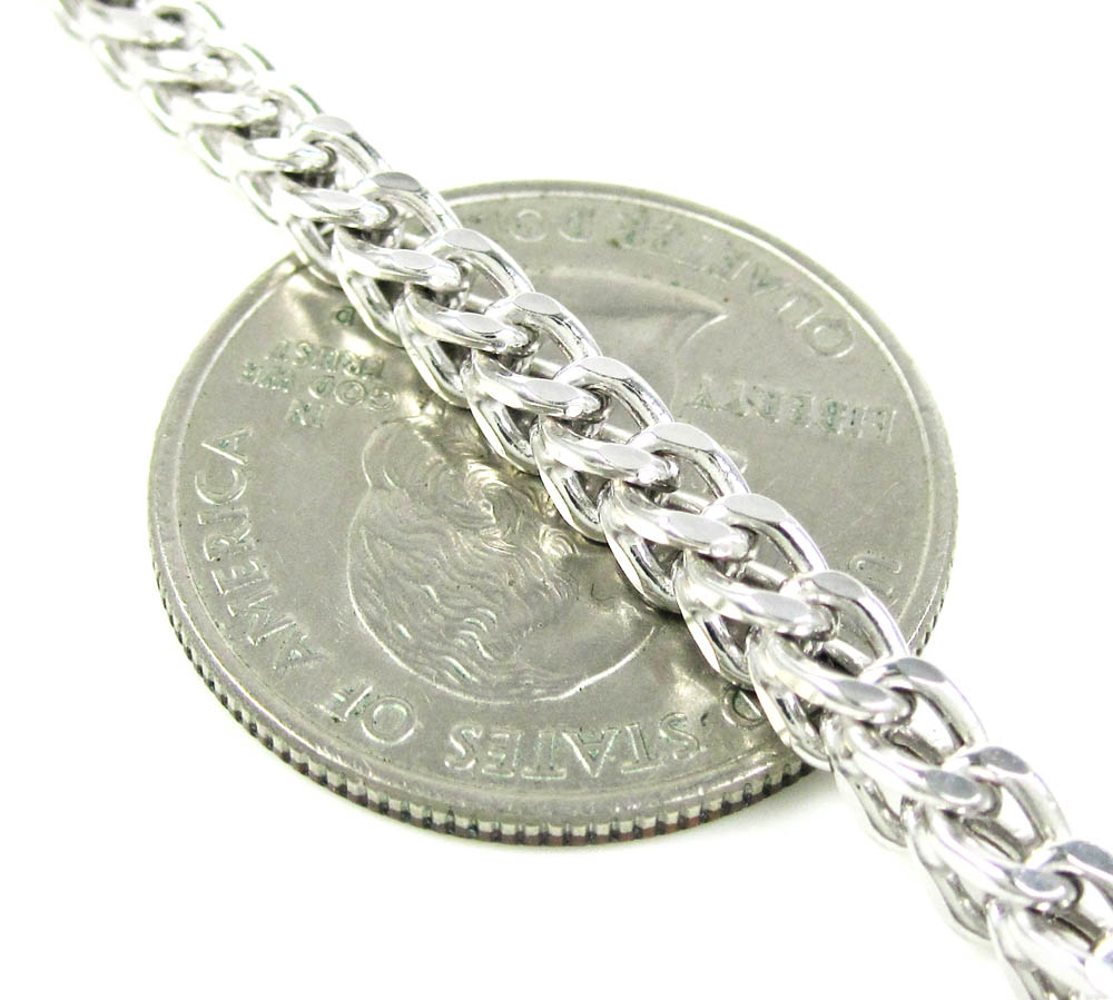 14k white gold smooth cut franco link chain 22-36 inch 3.75mm - Image 2