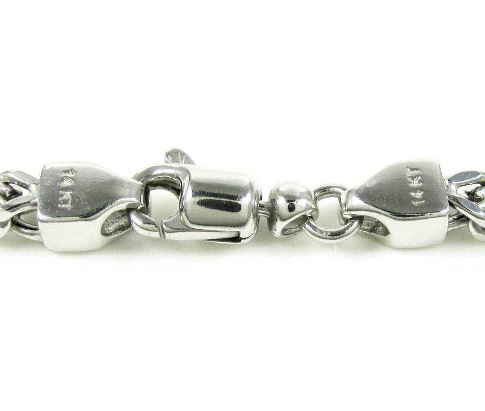 14k white gold smooth cut franco link chain 22-36 inch 3.75mm