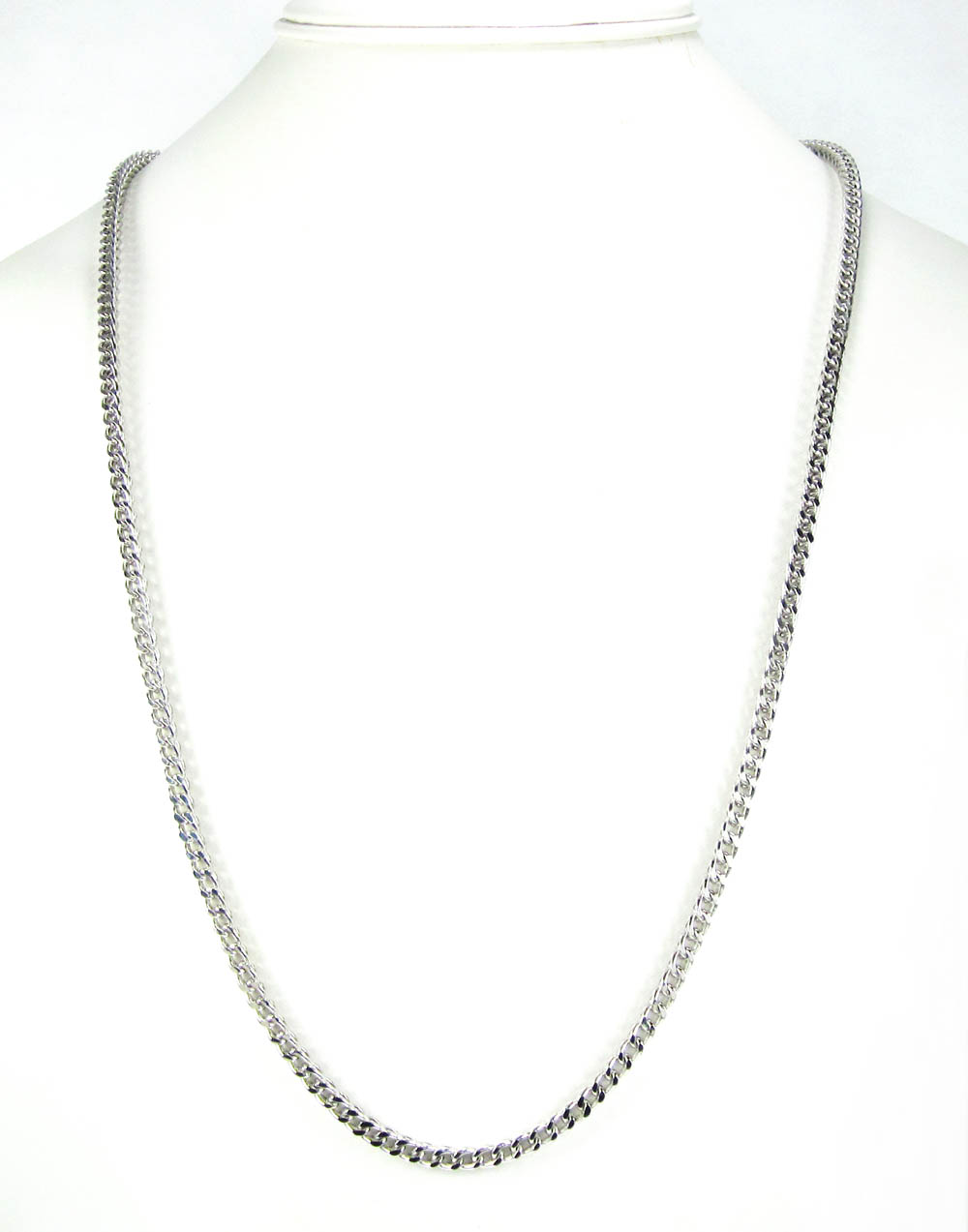 14k white gold smooth cut franco link chain 22-36 inch 3.75mm