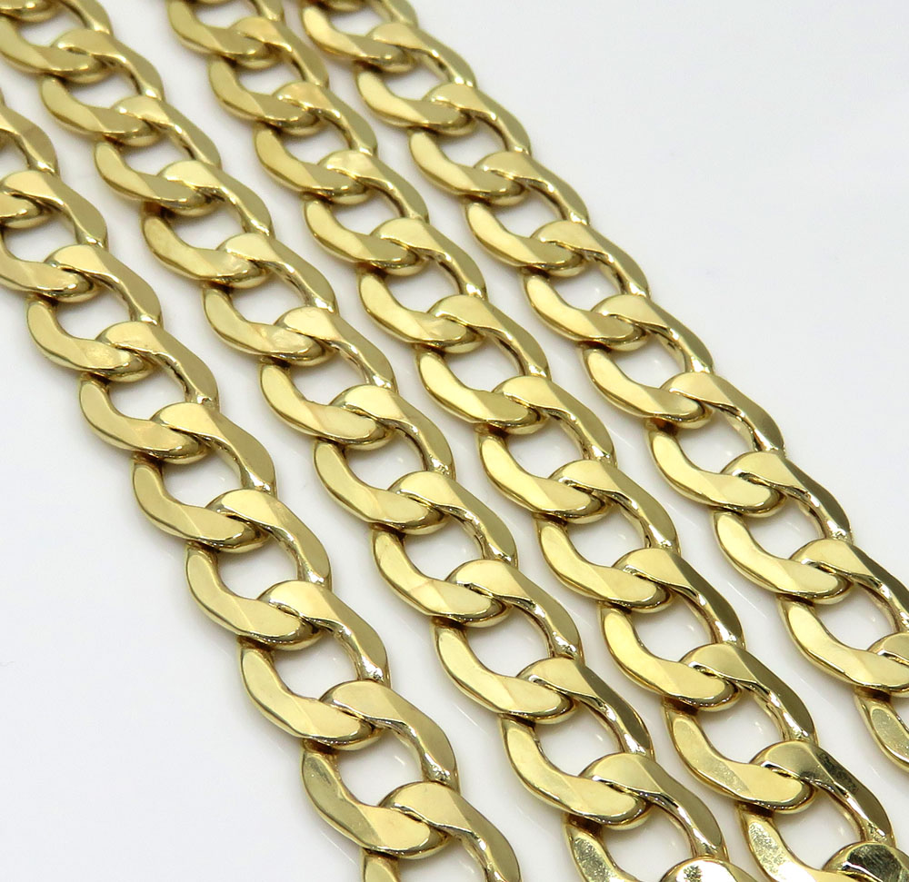 10k yellow gold hollow cuban link chain 20-30 inch 7.5mm - Image 2