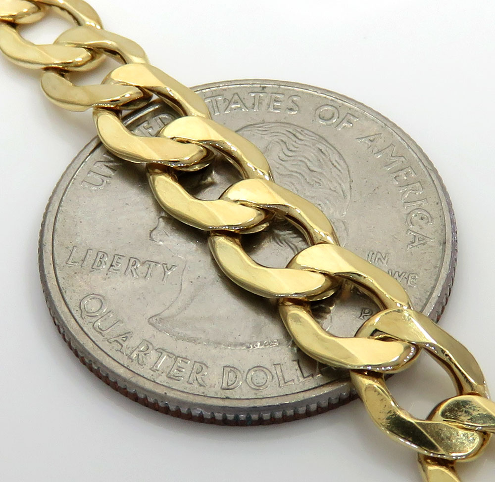 10k yellow gold hollow cuban link chain 20-30 inch 7.5mm