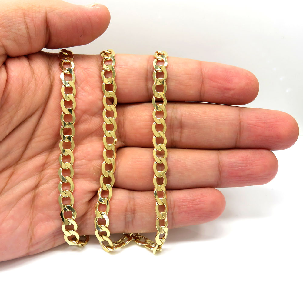 10k yellow gold hollow cuban link chain 20-30 inch 7.5mm